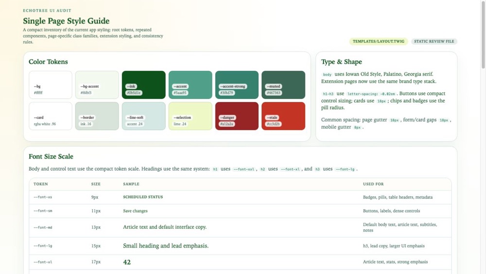 EchoTree interface style overview